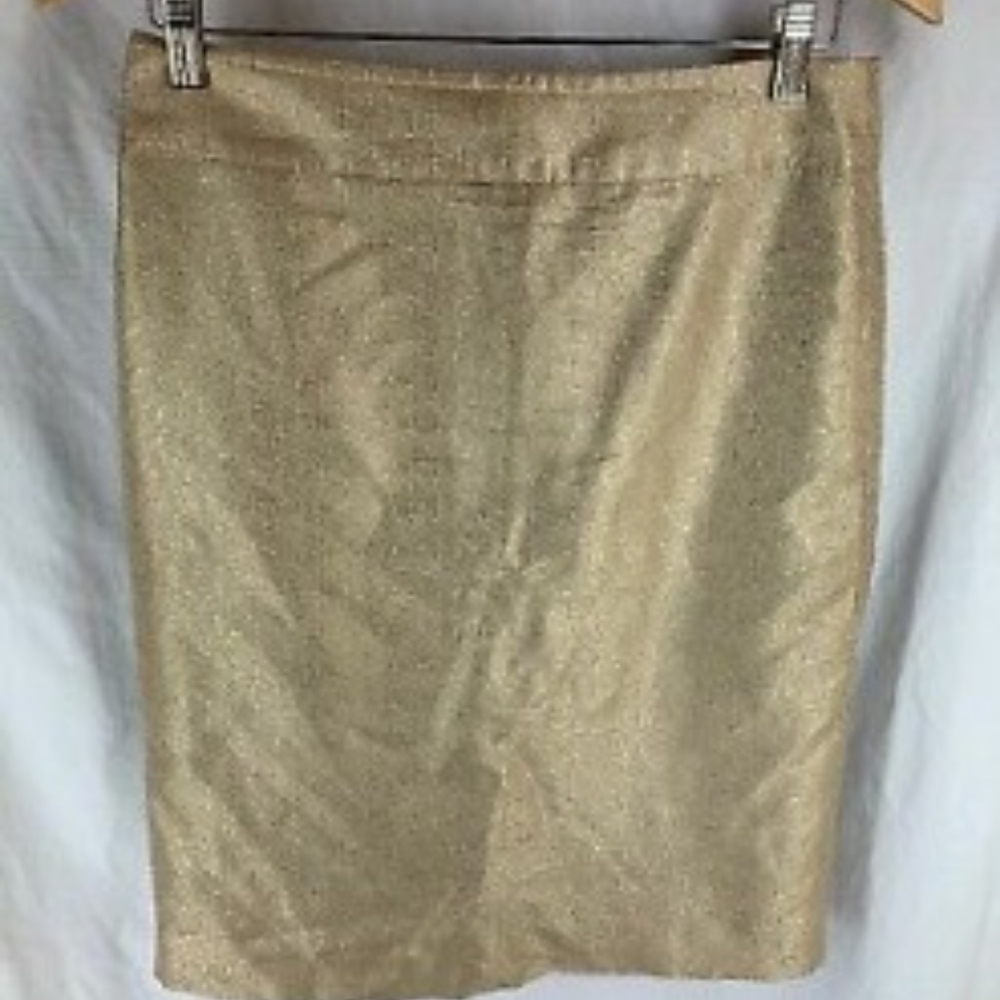 SOLD on EBAY J. CREW gold metallic pencil skirt